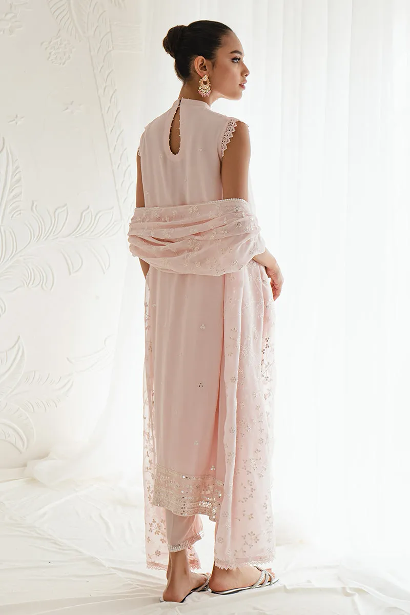 Classic Shell Pink Embroidered Pakistani Salwar Kameez Dupatta Suit