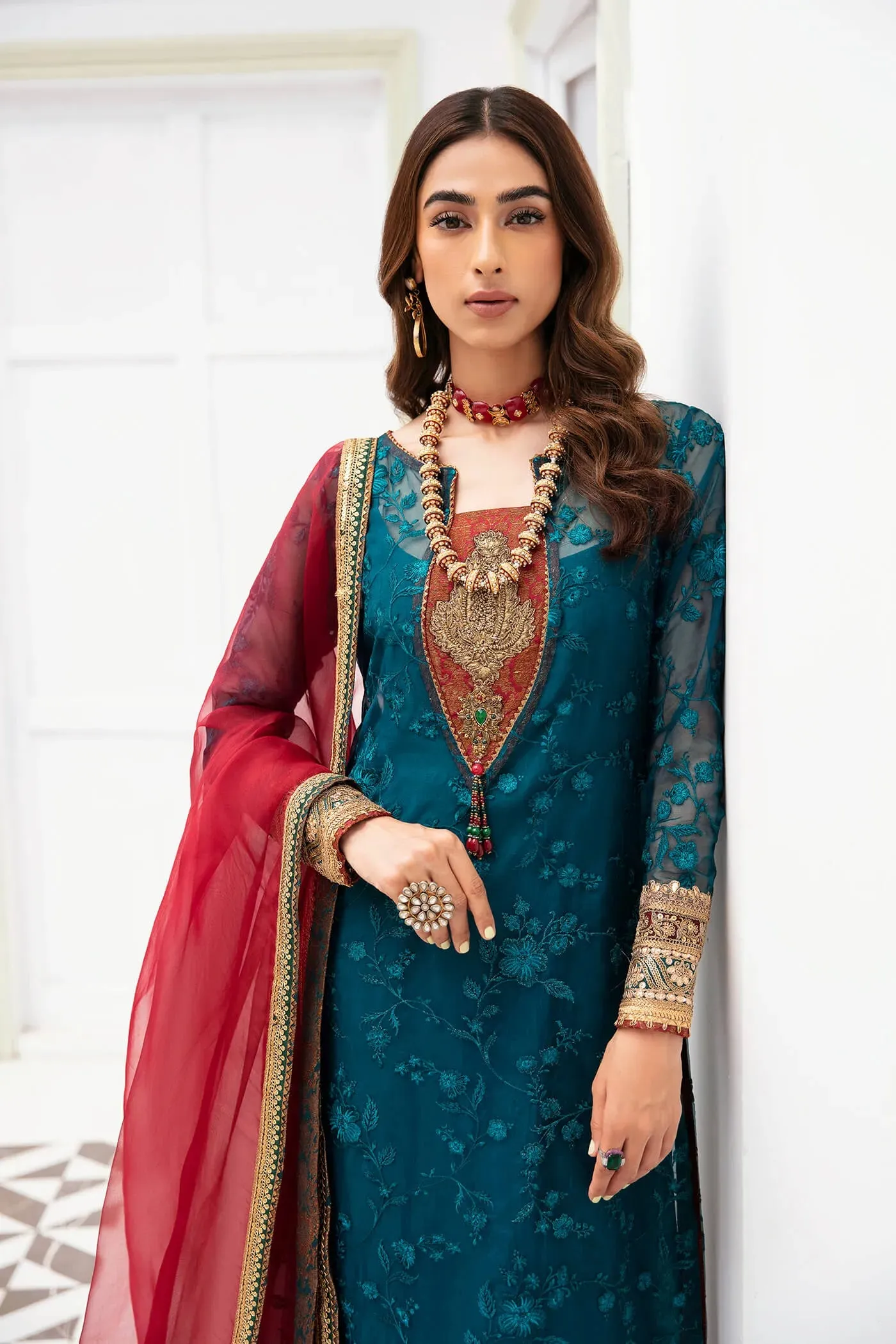 Classic Teal Green Embroidered Pakistani Salwar Kameez Dupatta Suit