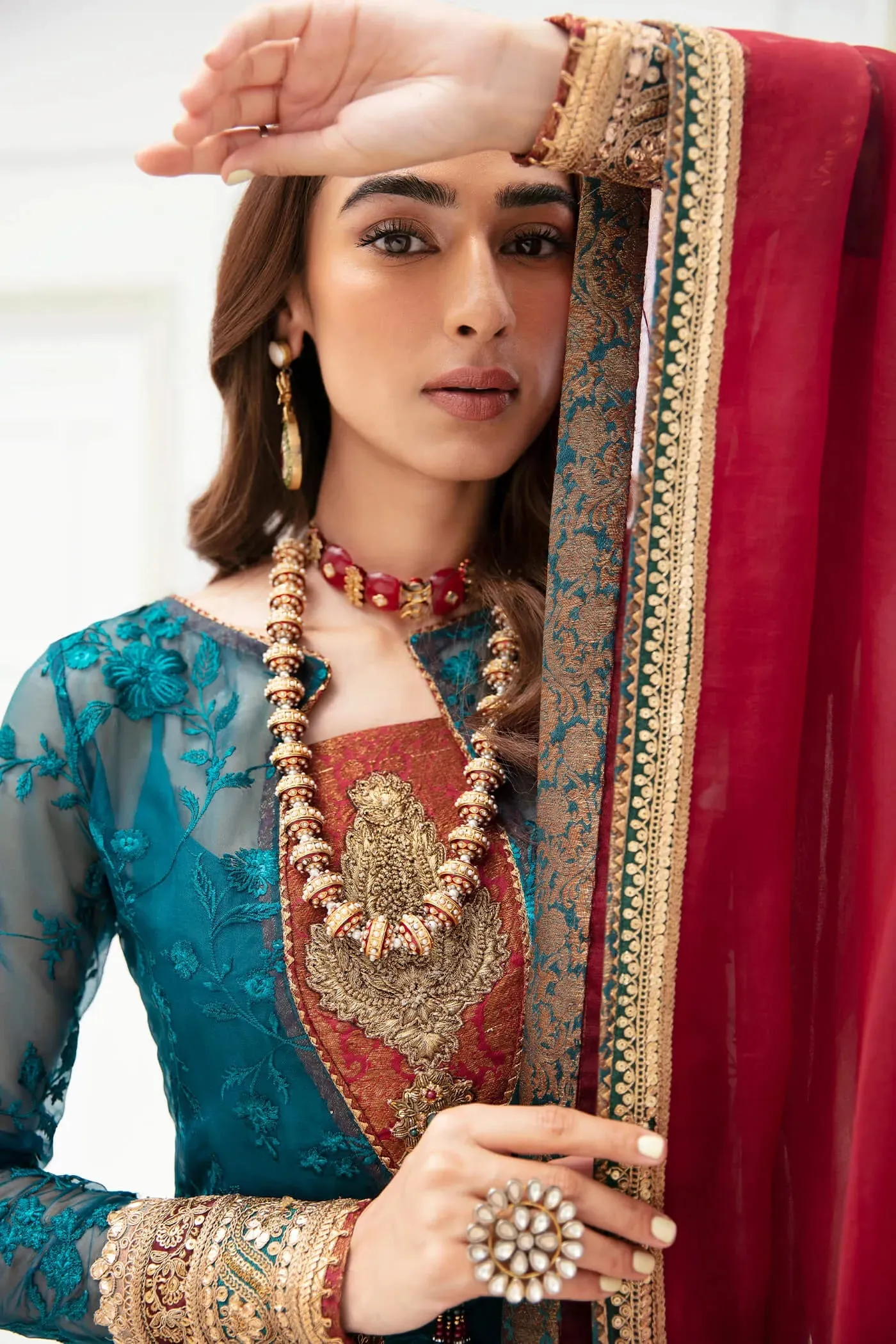 Classic Teal Green Embroidered Pakistani Salwar Kameez Dupatta Suit