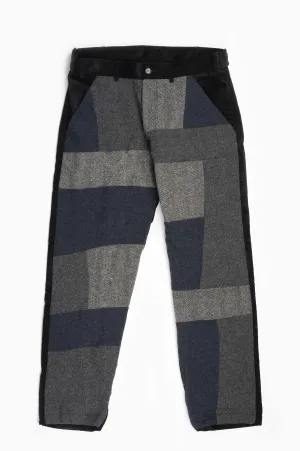 COMME DES GARCONS SHIRT PATCHWORK TROUSERS BLACK MIX