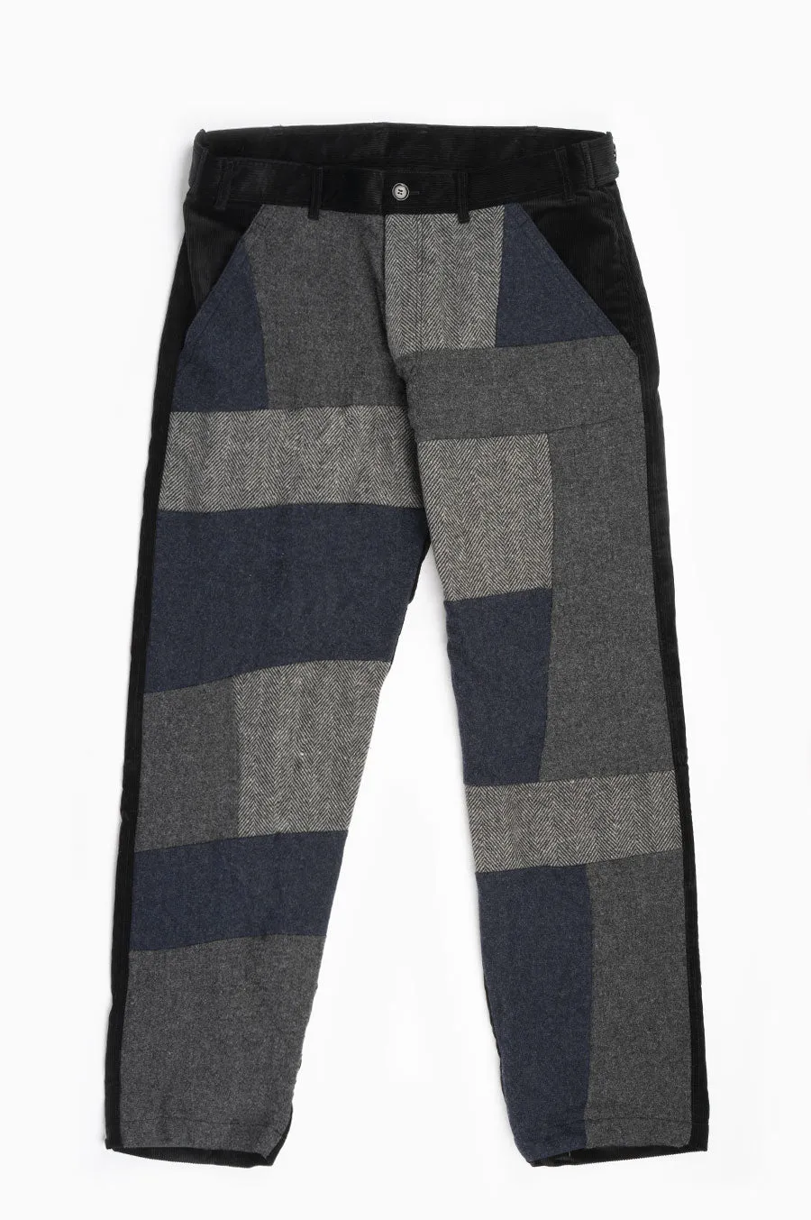 COMME DES GARCONS SHIRT PATCHWORK TROUSERS BLACK MIX
