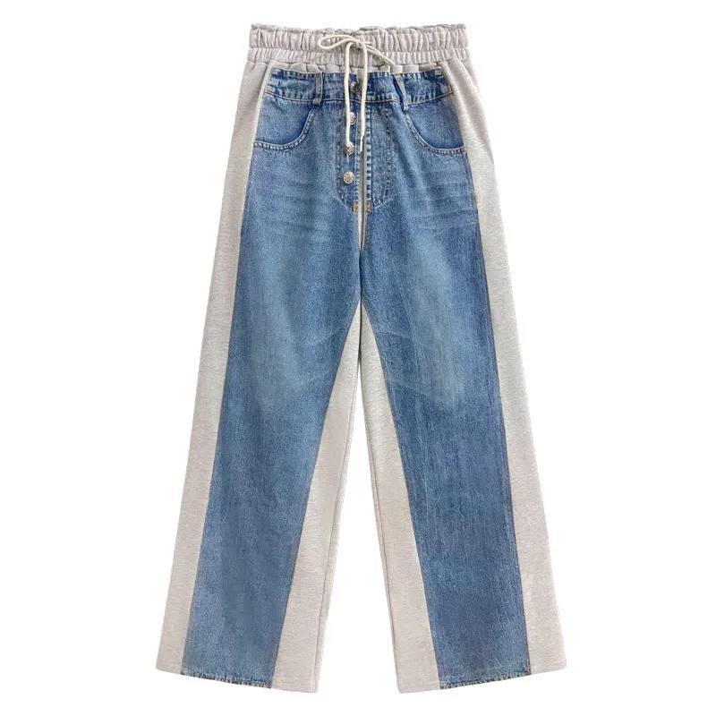 Contrast Color Patchwork Loose Trousers
