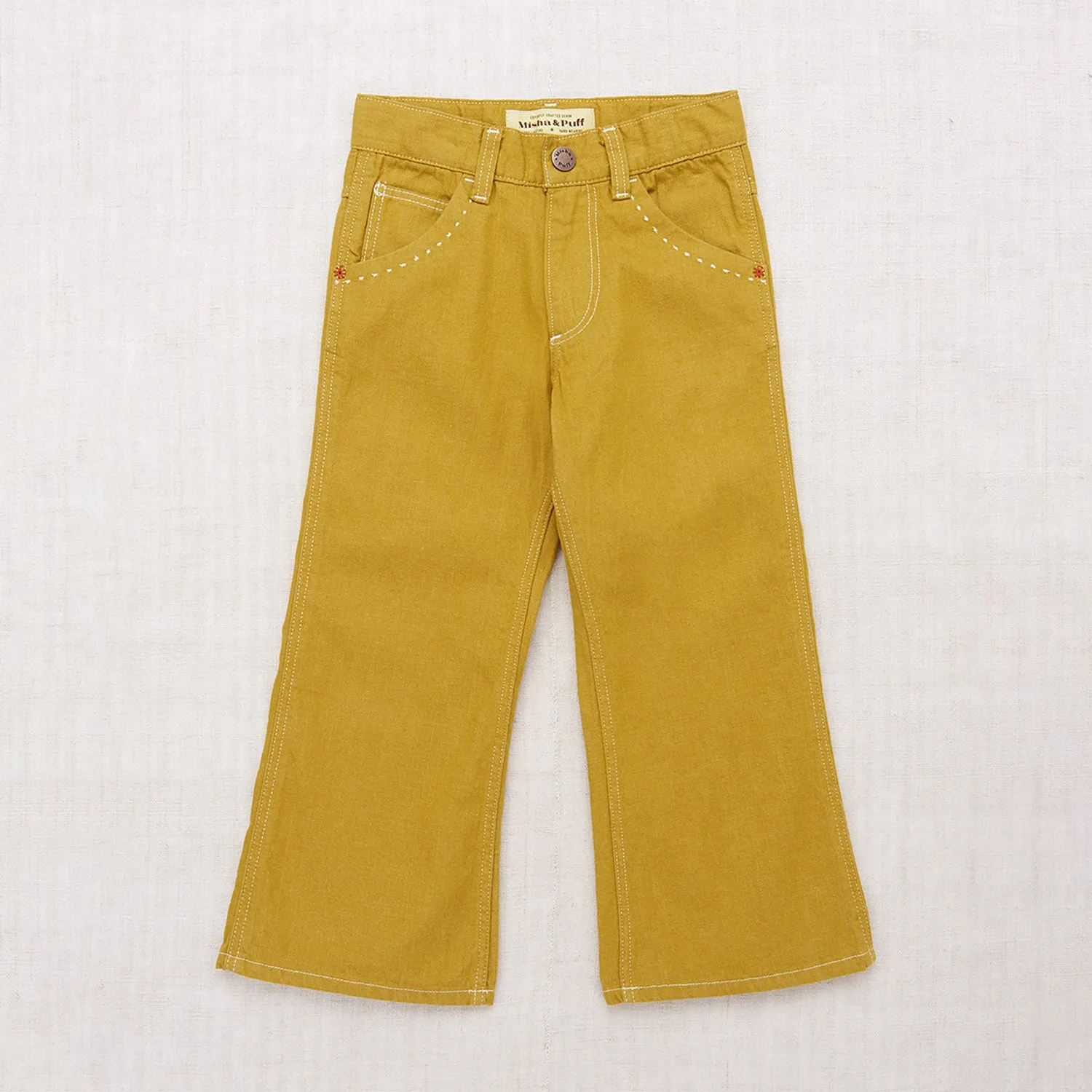 Cotton Slim Flared Jeans - Ochre Denim
