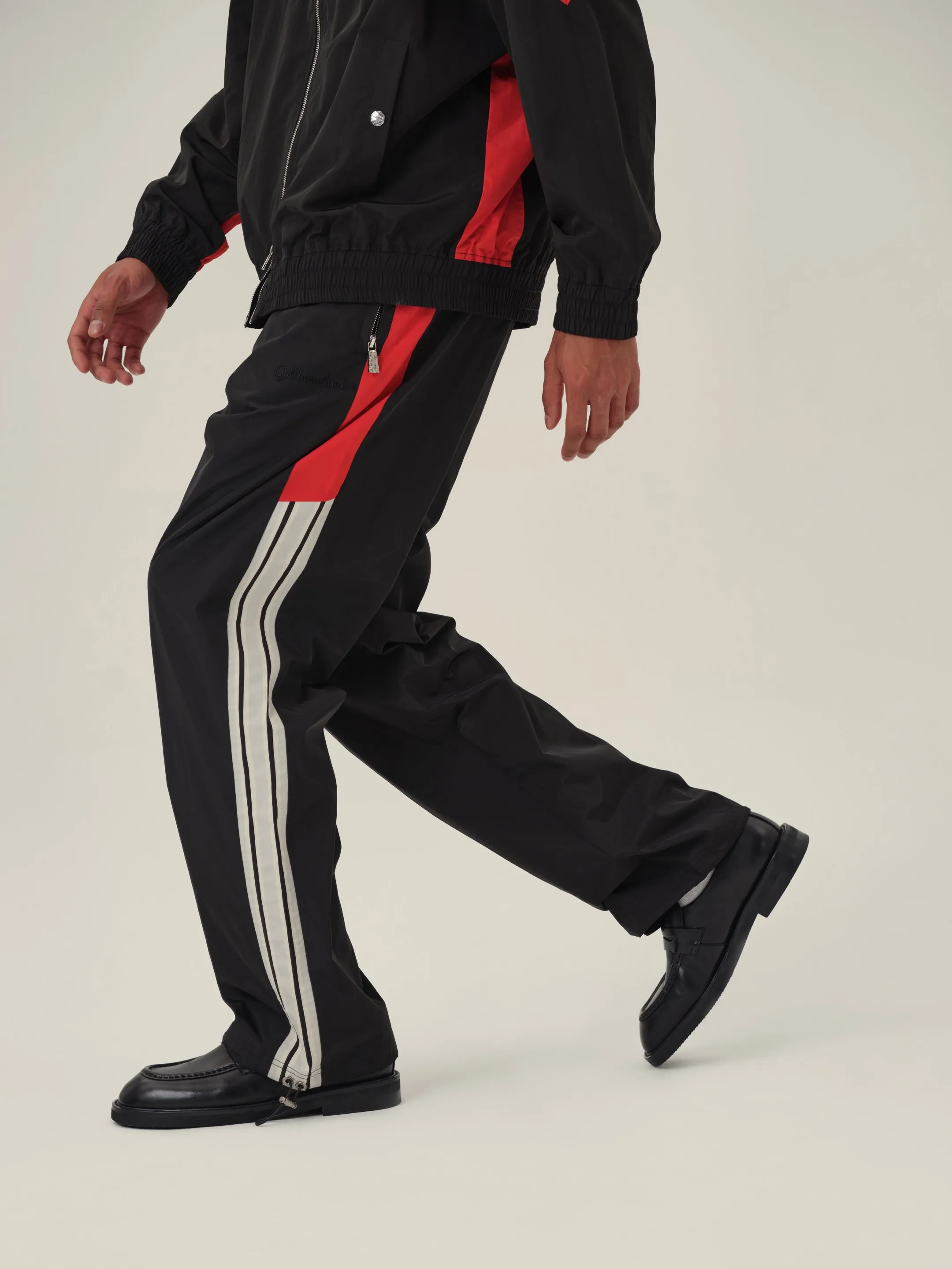 Cream White Black and Red Patchwork School Sweatpants