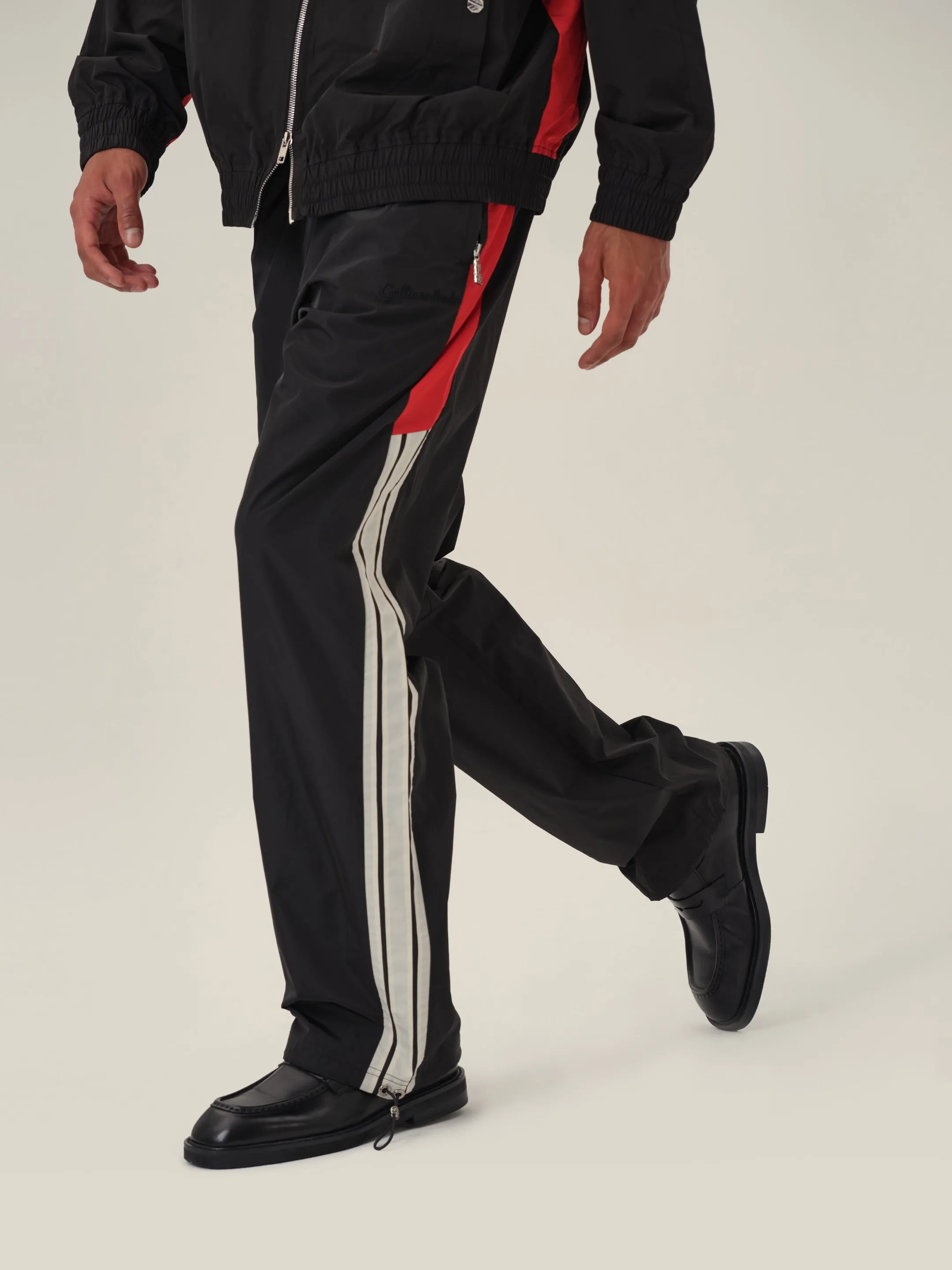 Cream White Black and Red Patchwork School Sweatpants