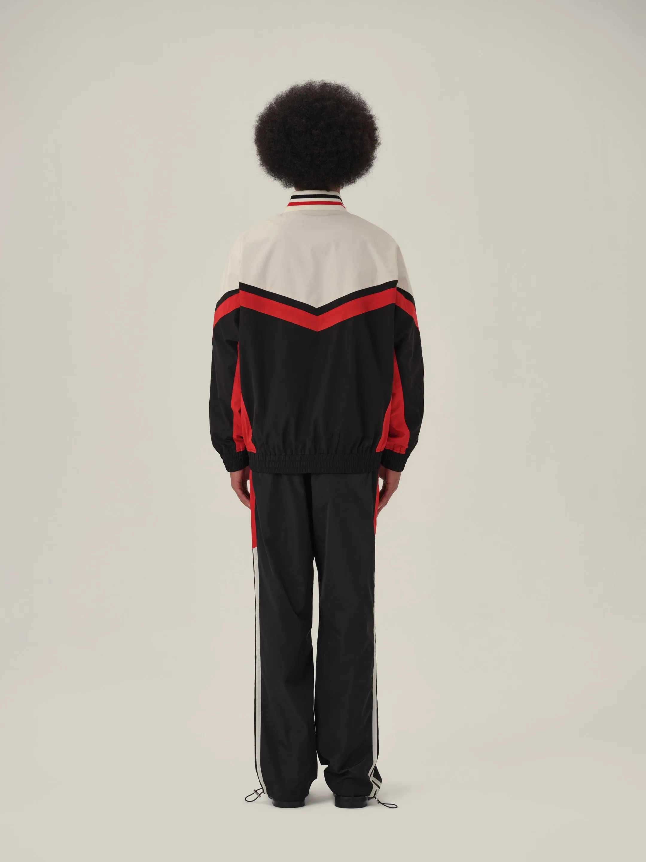 Cream White Black and Red Patchwork School Sweatpants