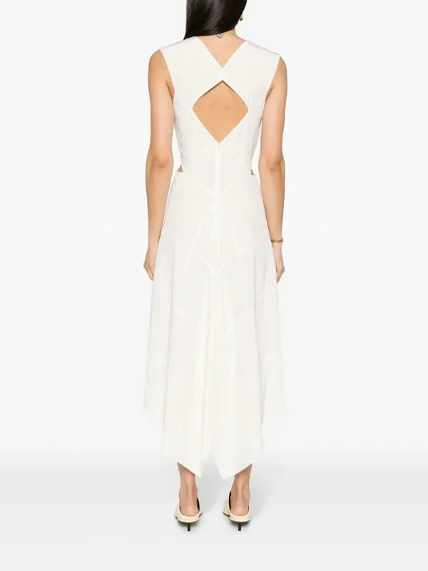 Cutout Detail Silk Dress
