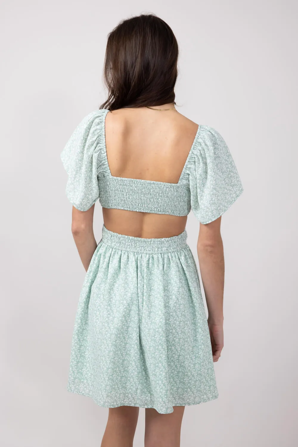 Cutout Floral Dress for Women in Sage | FD1014H-SAGEFLORAL