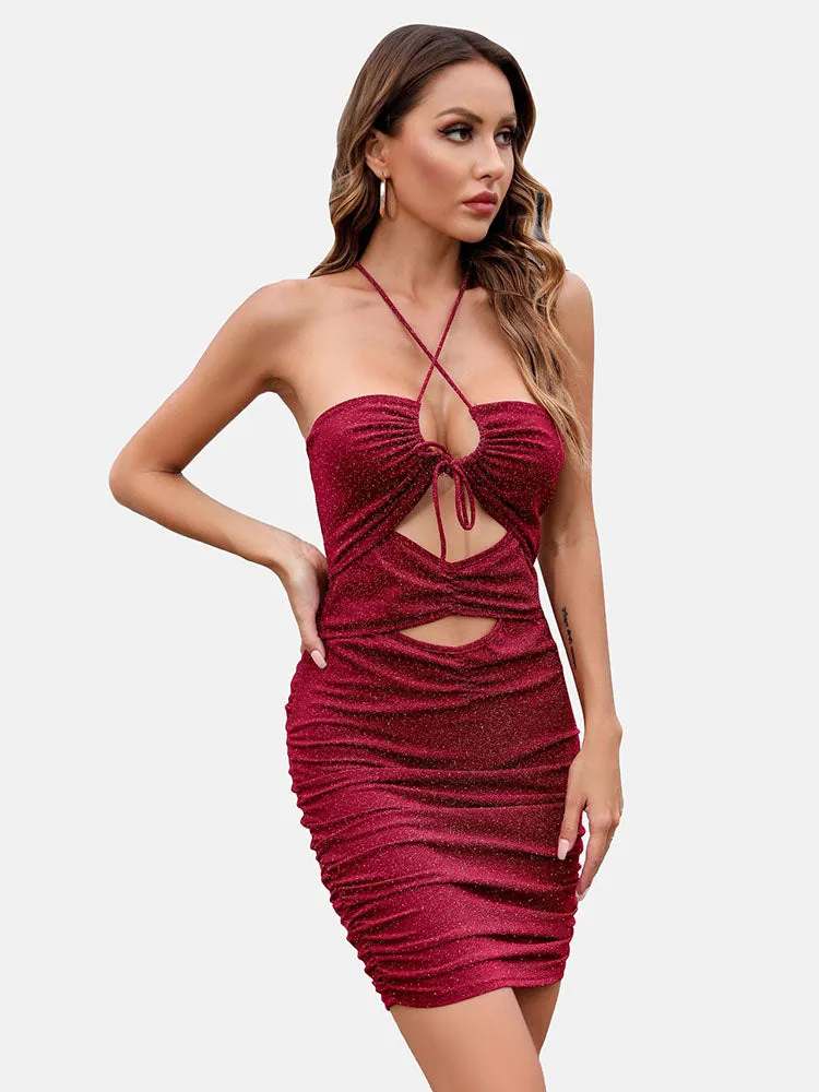 Cutout Halter Mini Dress