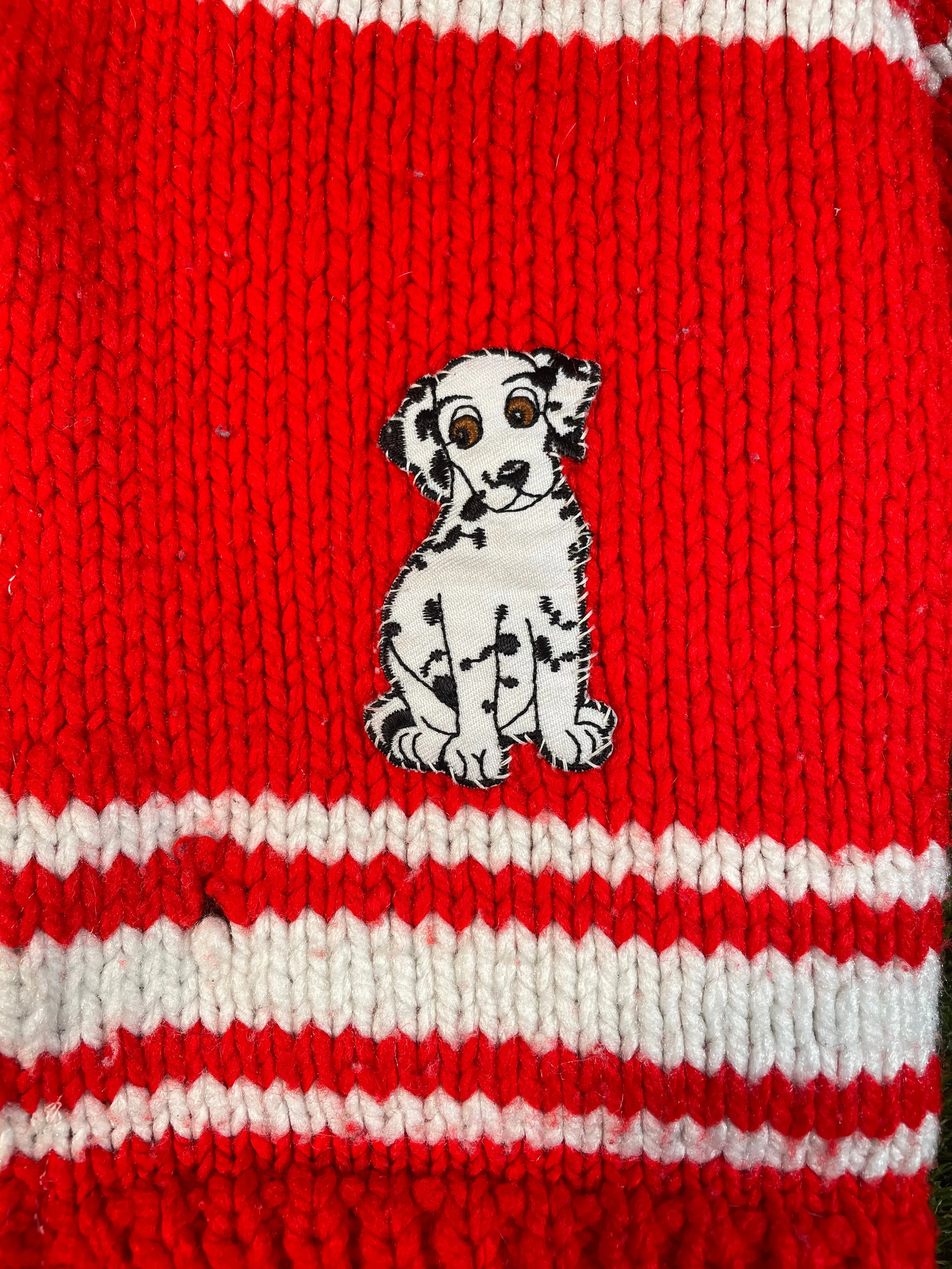 Dalmatian Hand Knit Red Kid's Sweater