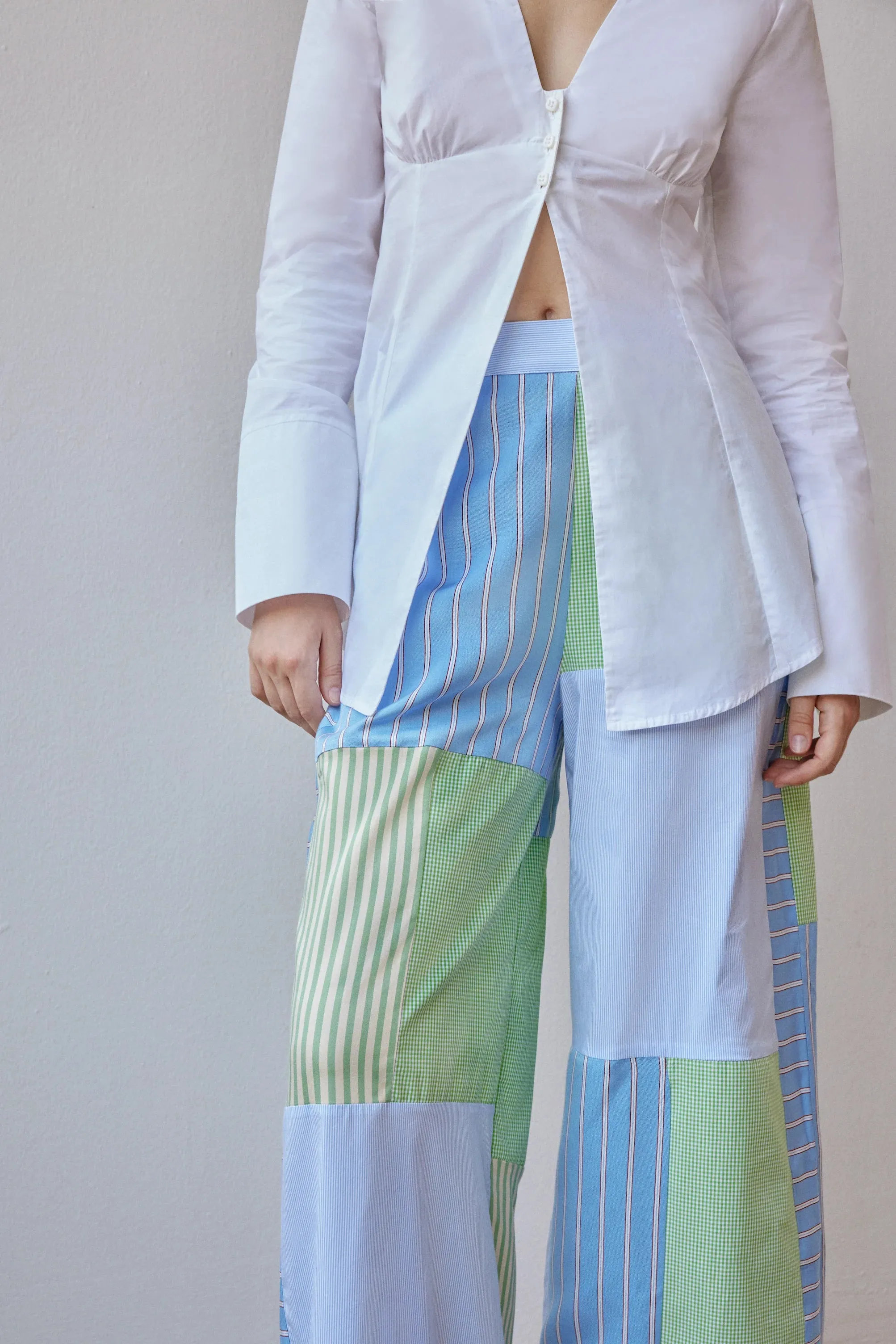 darcy pants in blue patchwork