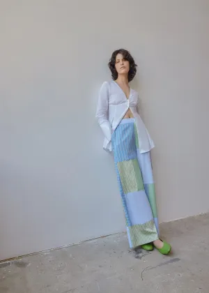 darcy pants in blue patchwork