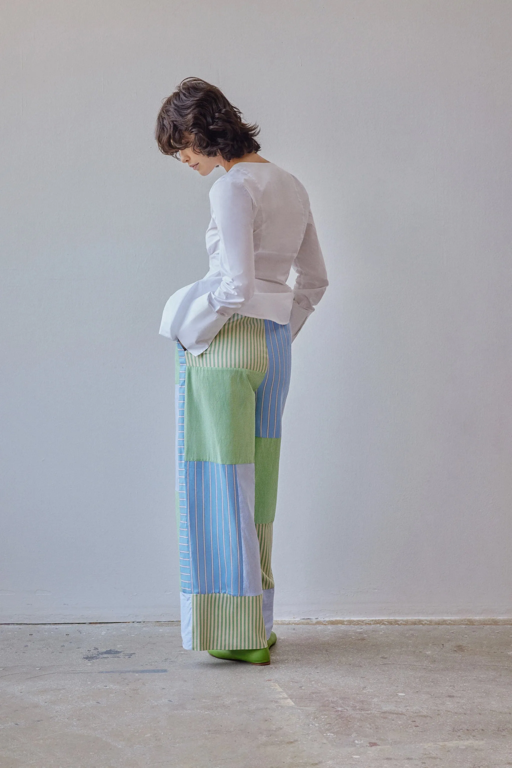 darcy pants in blue patchwork
