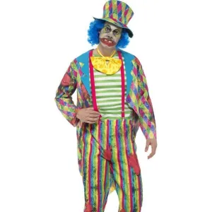 Deluxe Patchwork Clown Costume Male Adult Yellow Blue