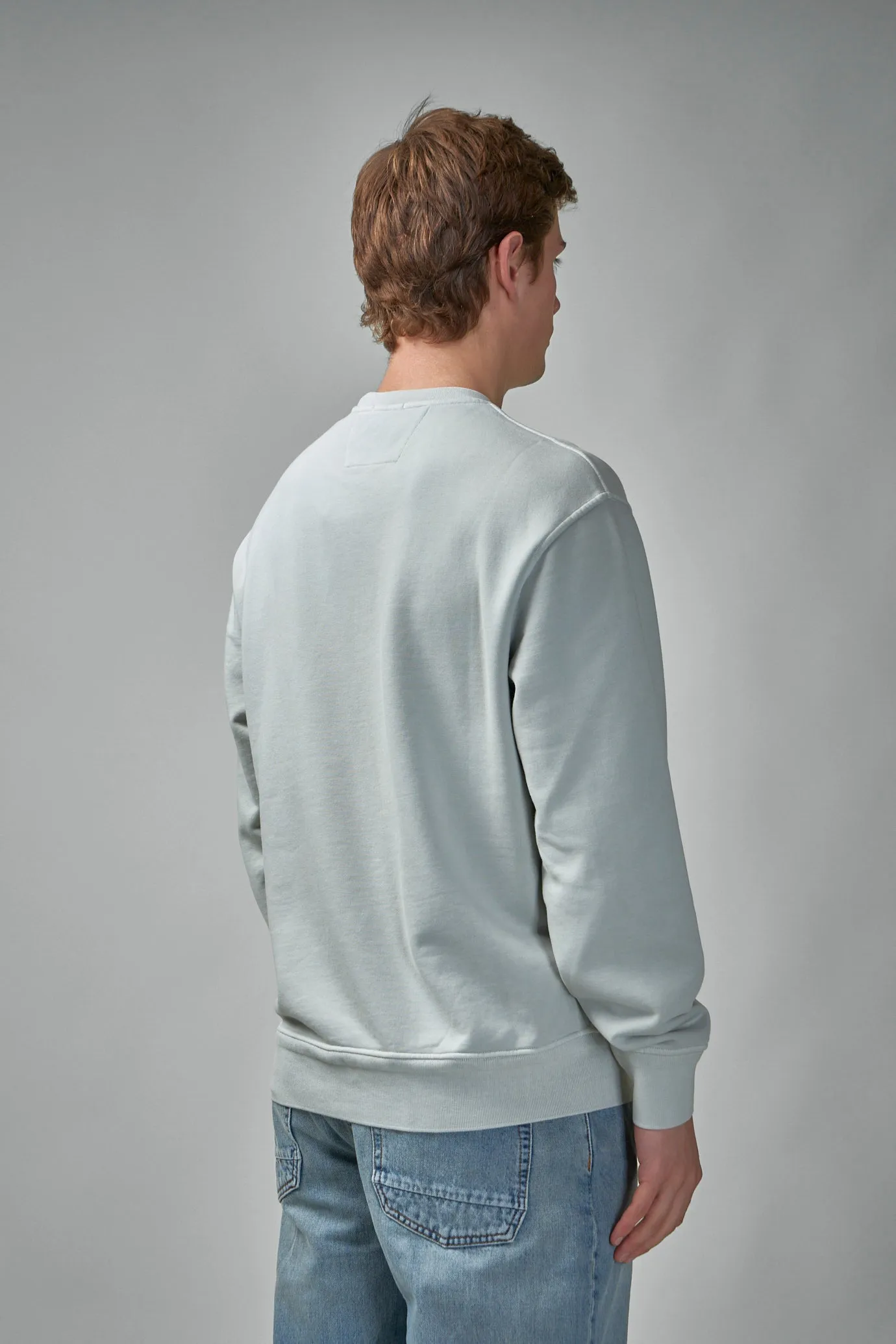 Diagonal Raised Fleece Crew Neck Lens Sweatshirt