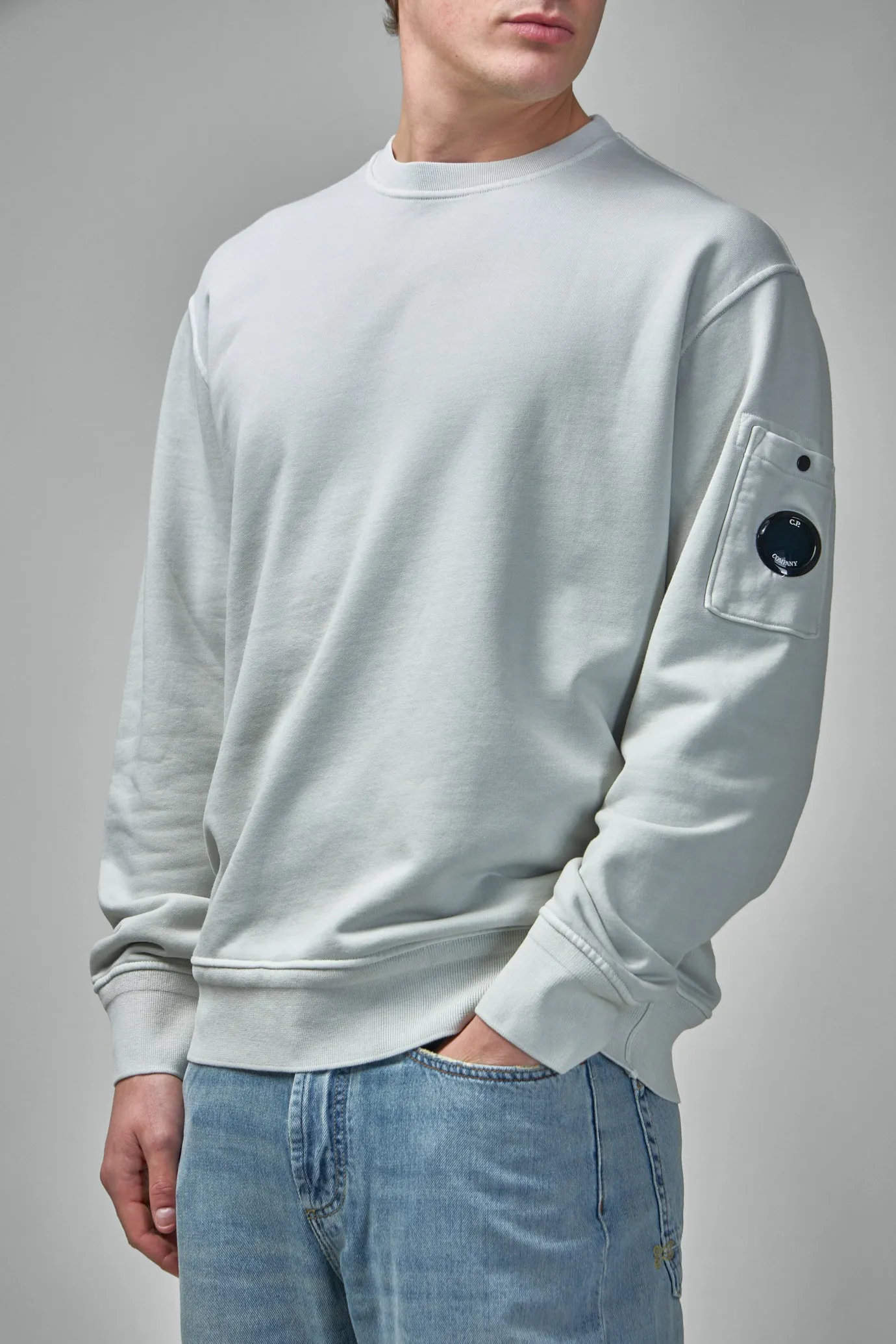 Diagonal Raised Fleece Crew Neck Lens Sweatshirt