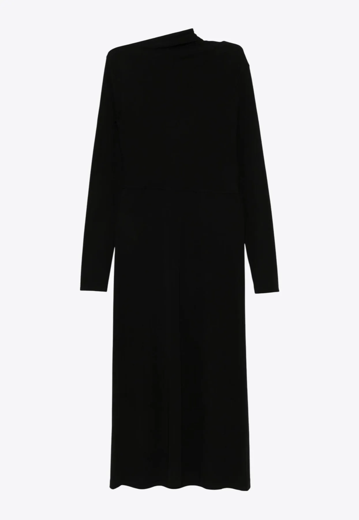 Draped Asymmetric Midi Dress
