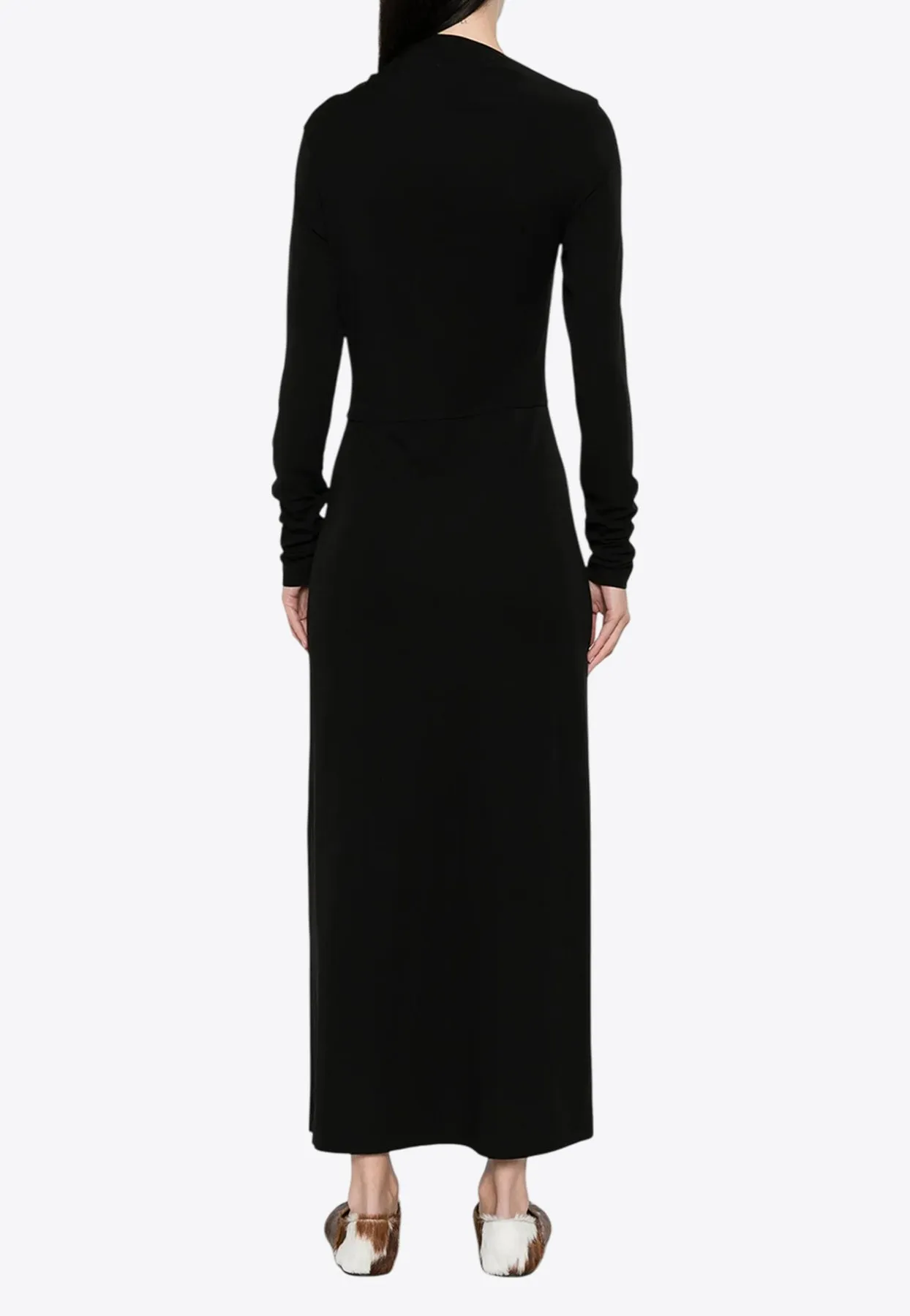 Draped Asymmetric Midi Dress