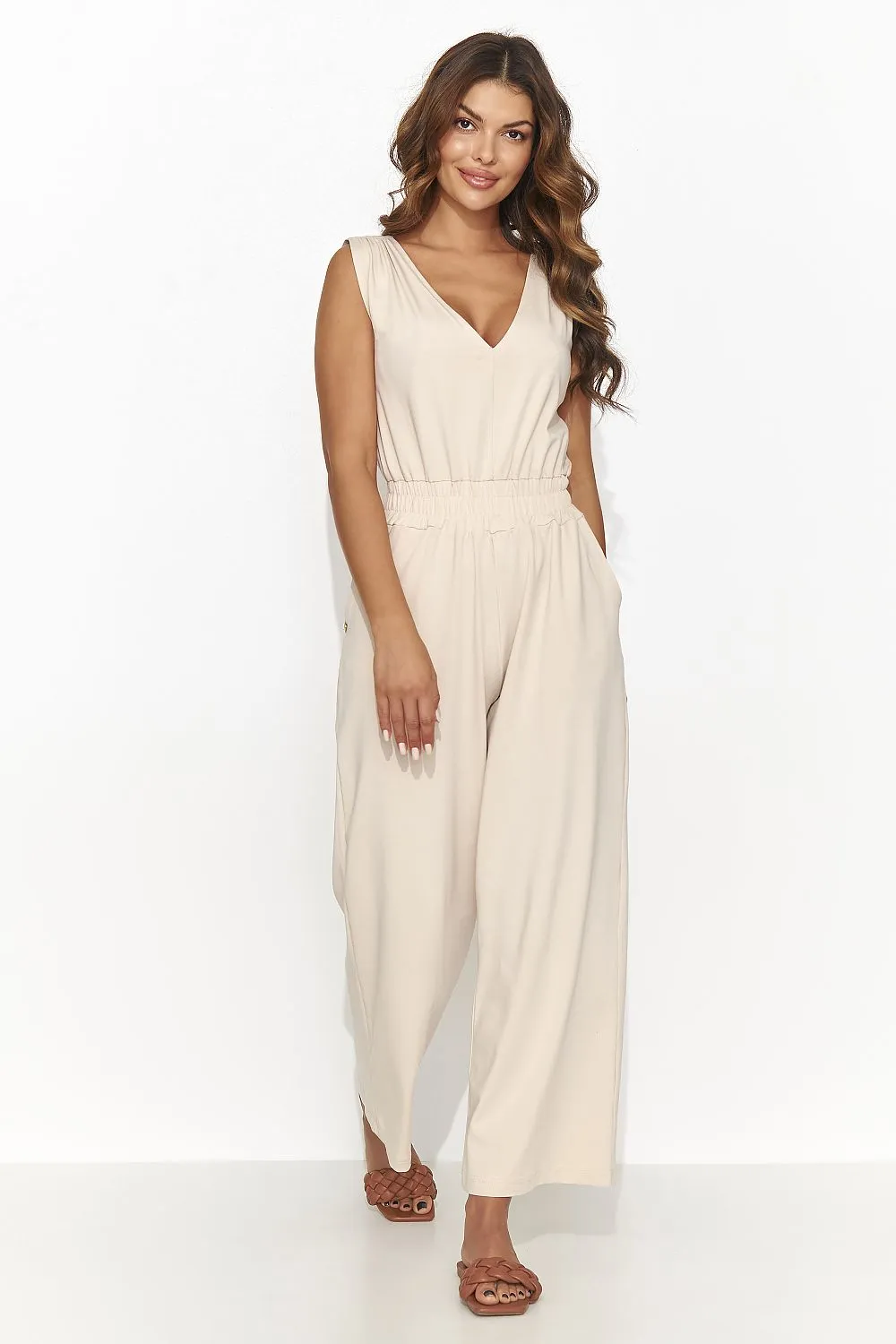 Drawstring Waist Luxe Flared Jumpsuit