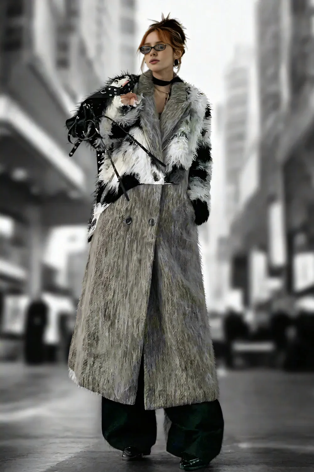 Eclipse Spliced Fur Coat