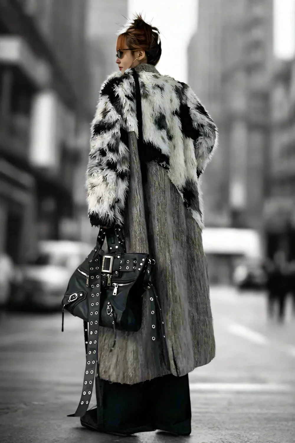Eclipse Spliced Fur Coat