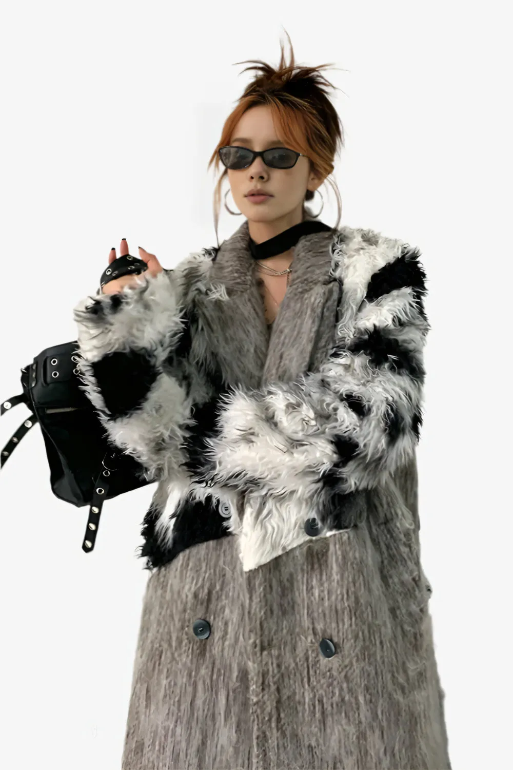 Eclipse Spliced Fur Coat