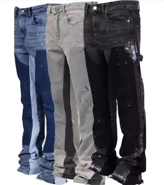 Elastic Patchwork Flared Pants