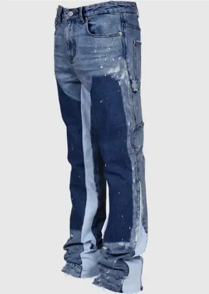 Elastic Patchwork Flared Pants