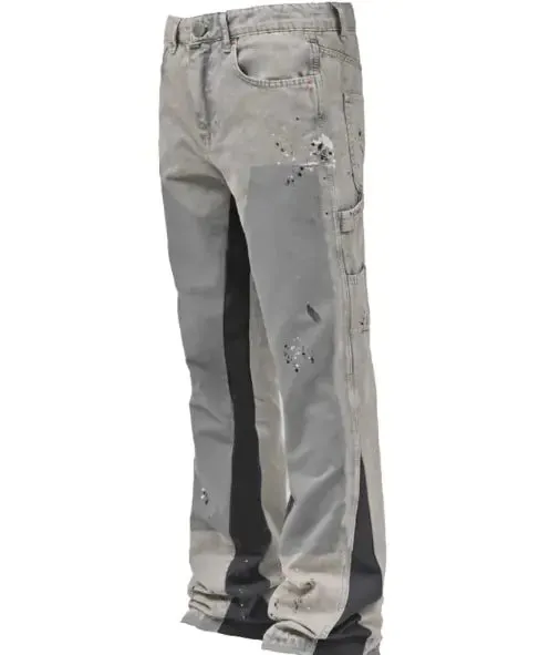 Elastic Patchwork Flared Pants