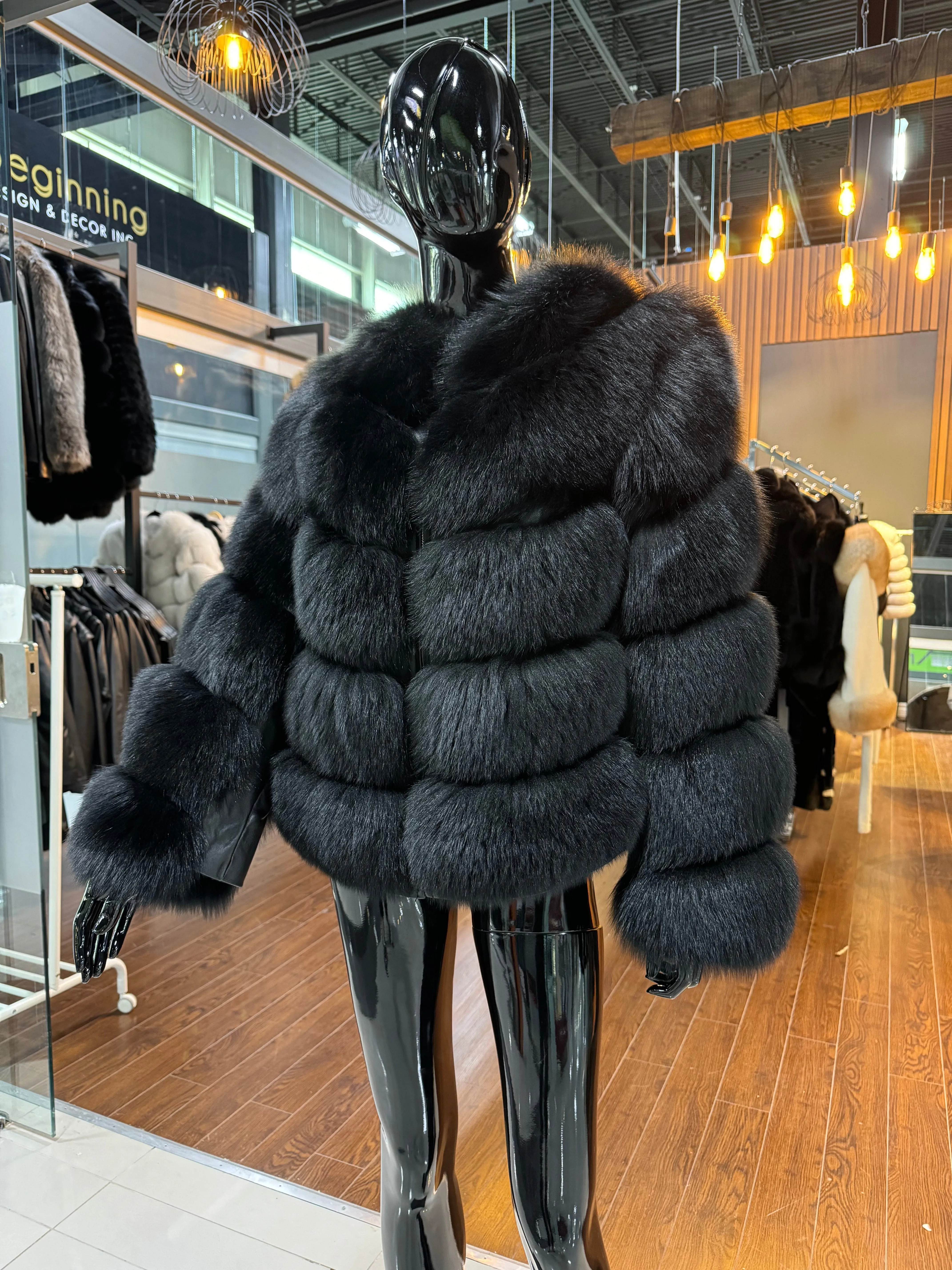 Elegant Black Fox Fur Jacket