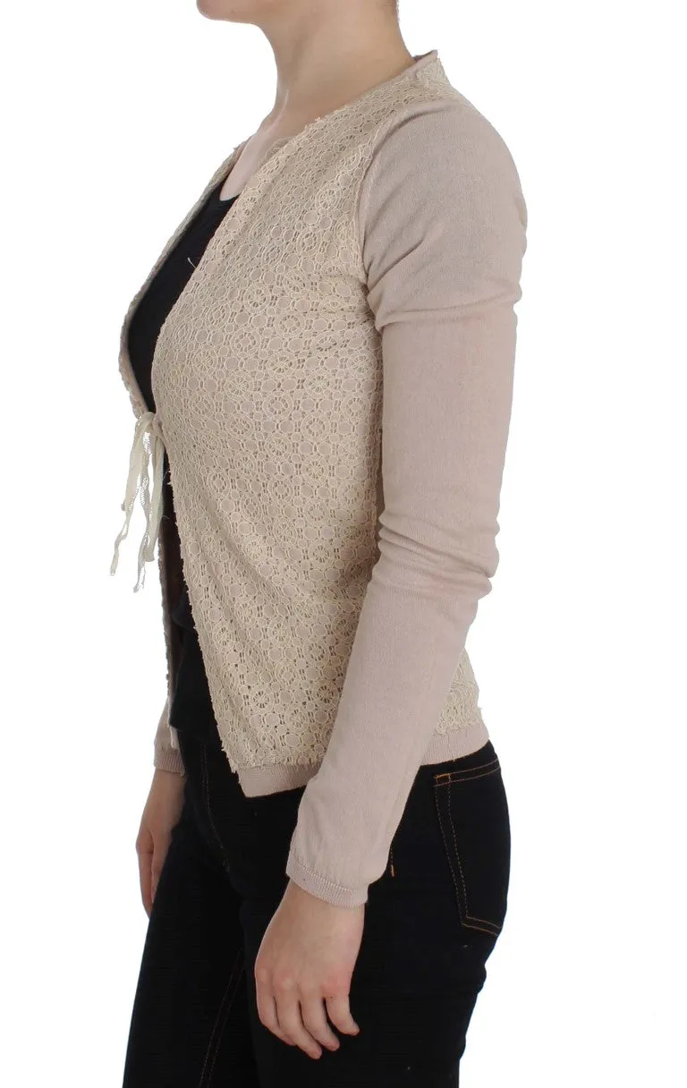 Elegant Pink Wrap Sweater Cotton Knit