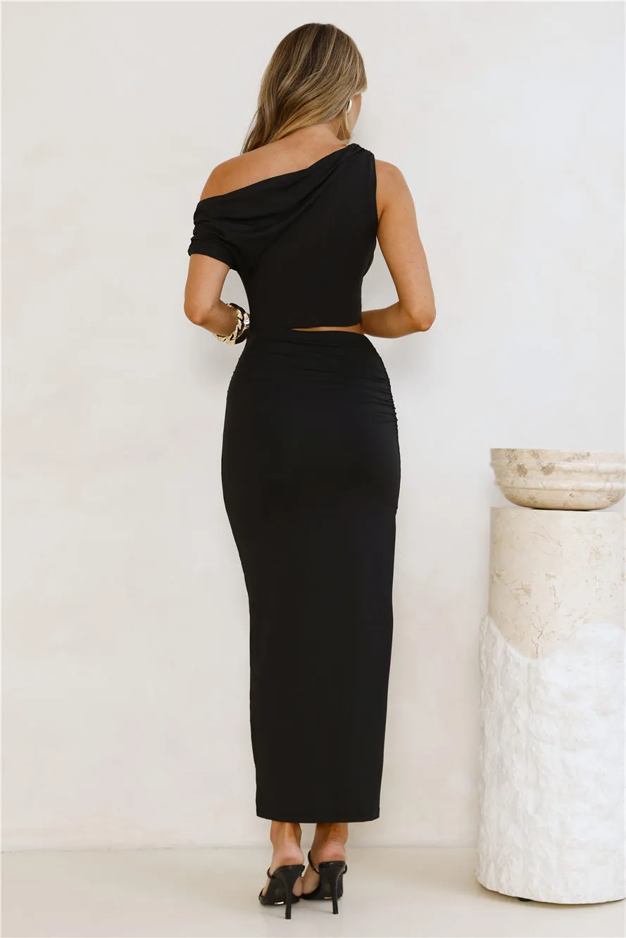 Elevated Everyday Off Shoulder Maxi Dress Black