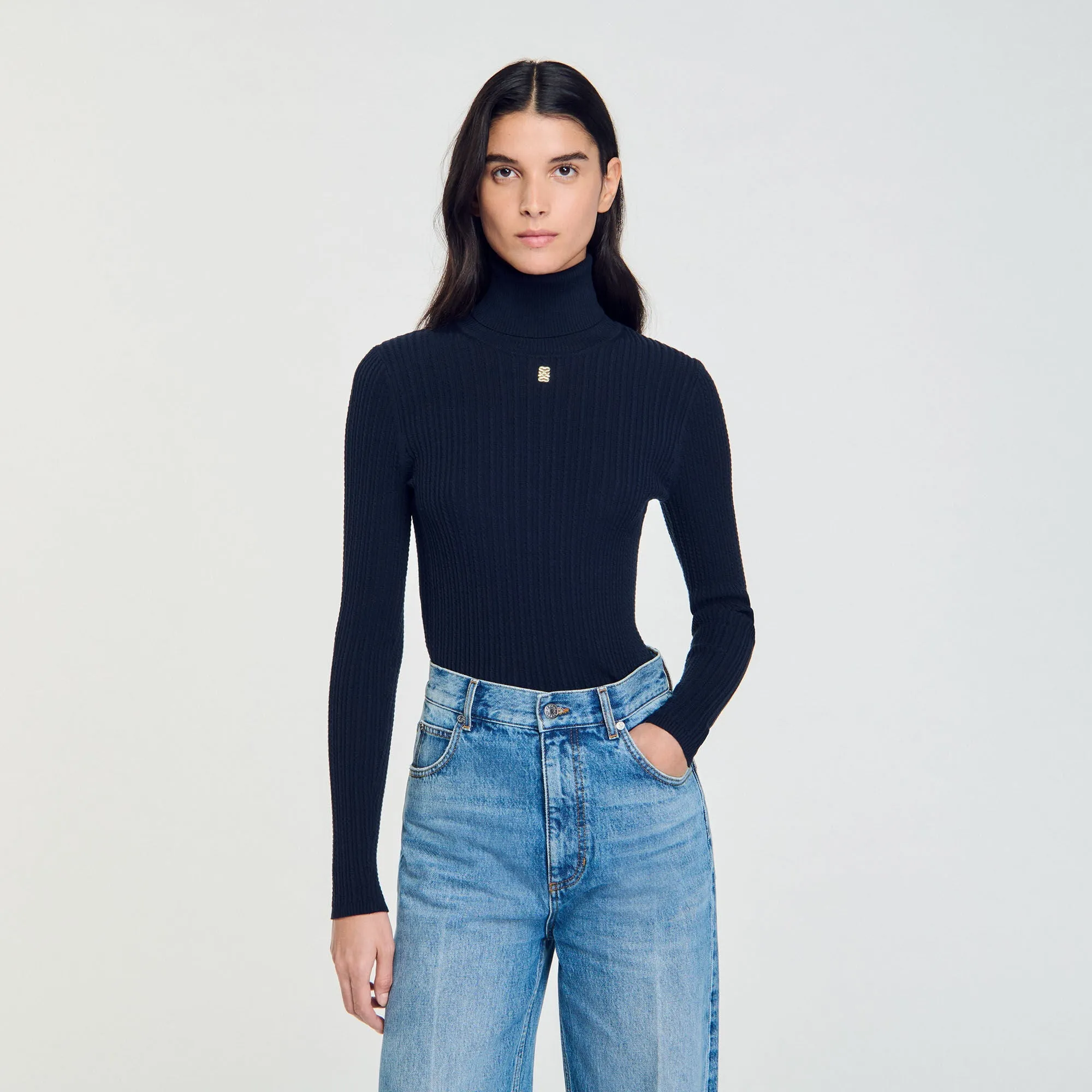 Eline Turtleneck Sweater Navy Blue