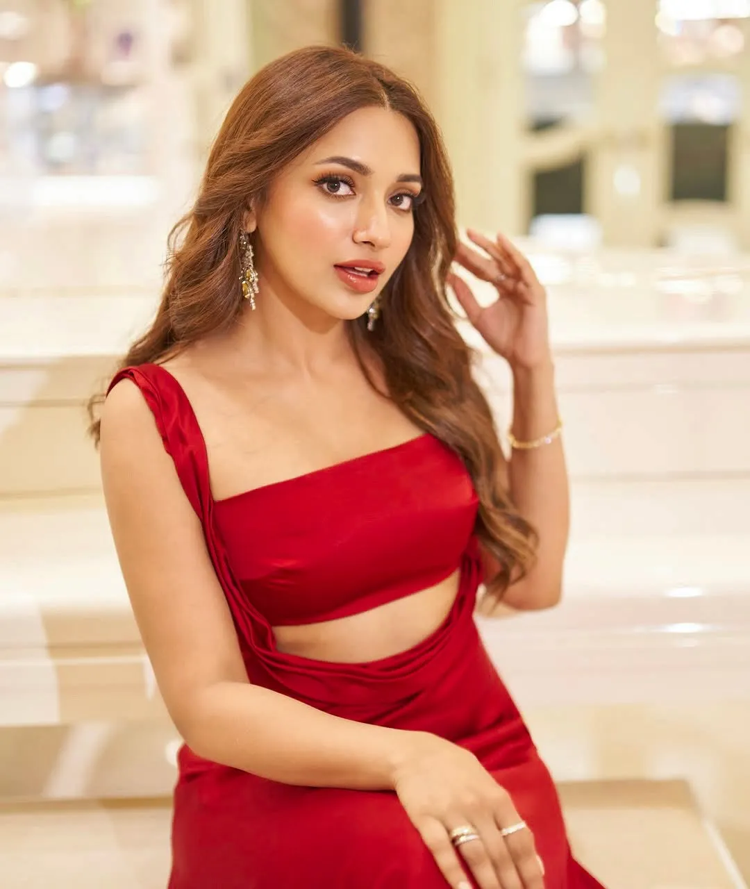 Ember grace- red satin maxi dress