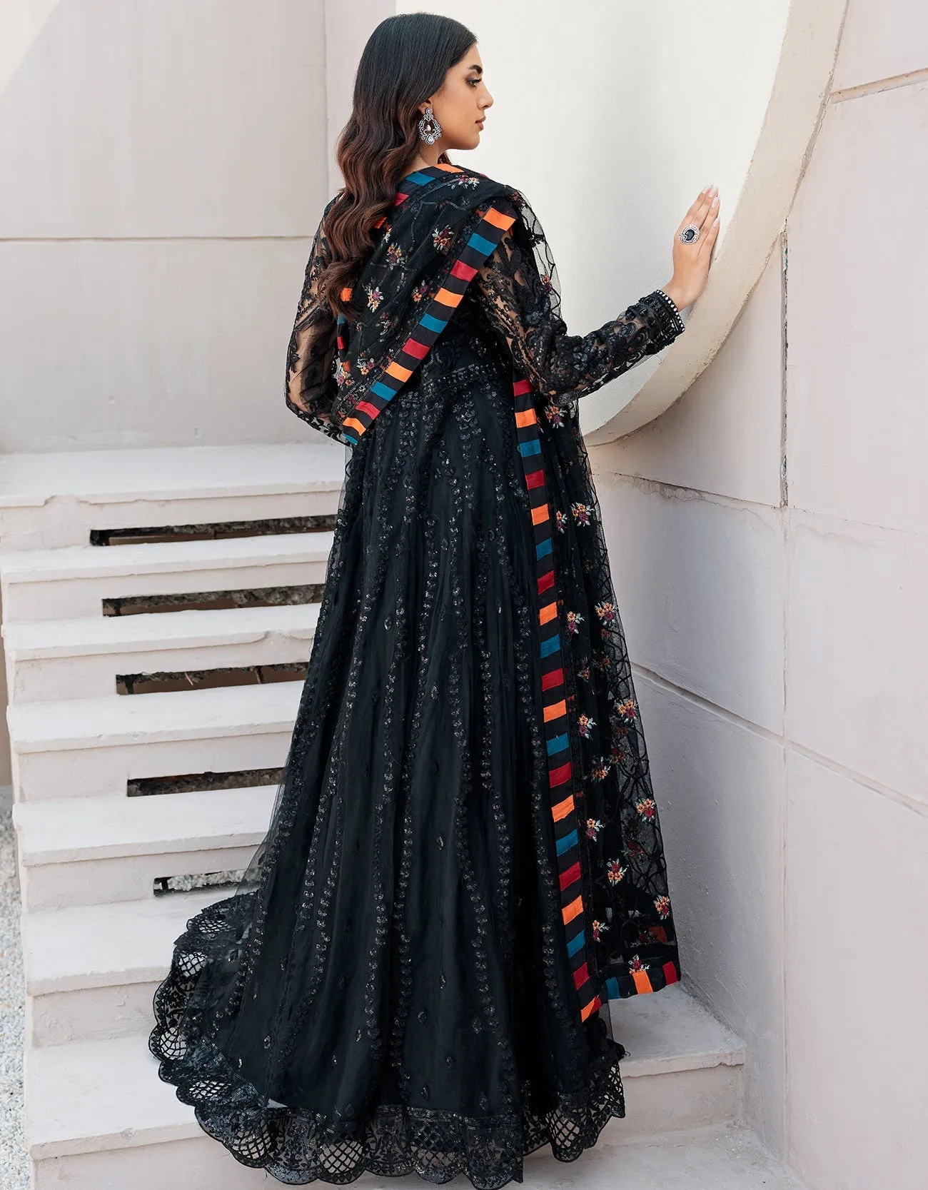 Embroidered Black Frock Suit Pakistani Party Dresses