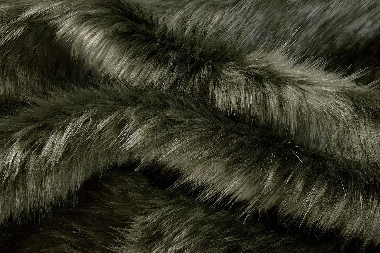 F1: Dark Olive Long Hair With Little Black Prickle Faux Fur