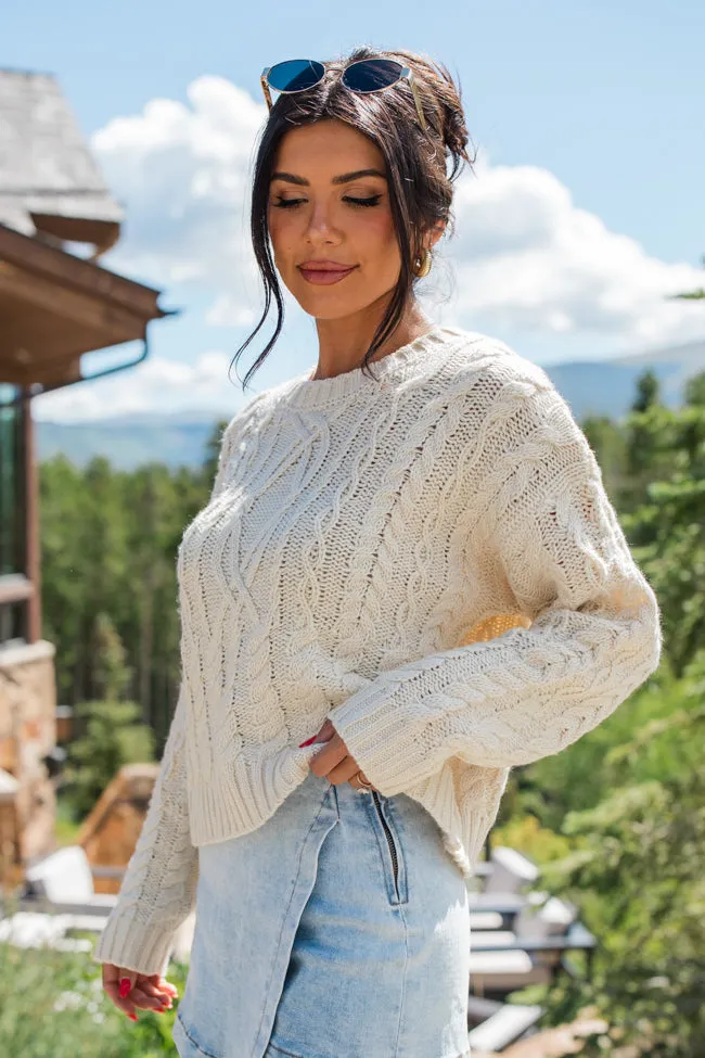 Fall Sentiments Cream Cable Knit Crew Neck Sweater FINAL SALE