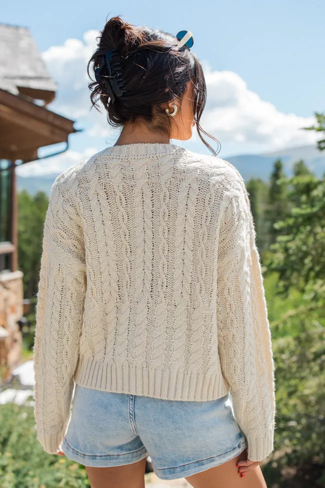 Fall Sentiments Cream Cable Knit Crew Neck Sweater FINAL SALE