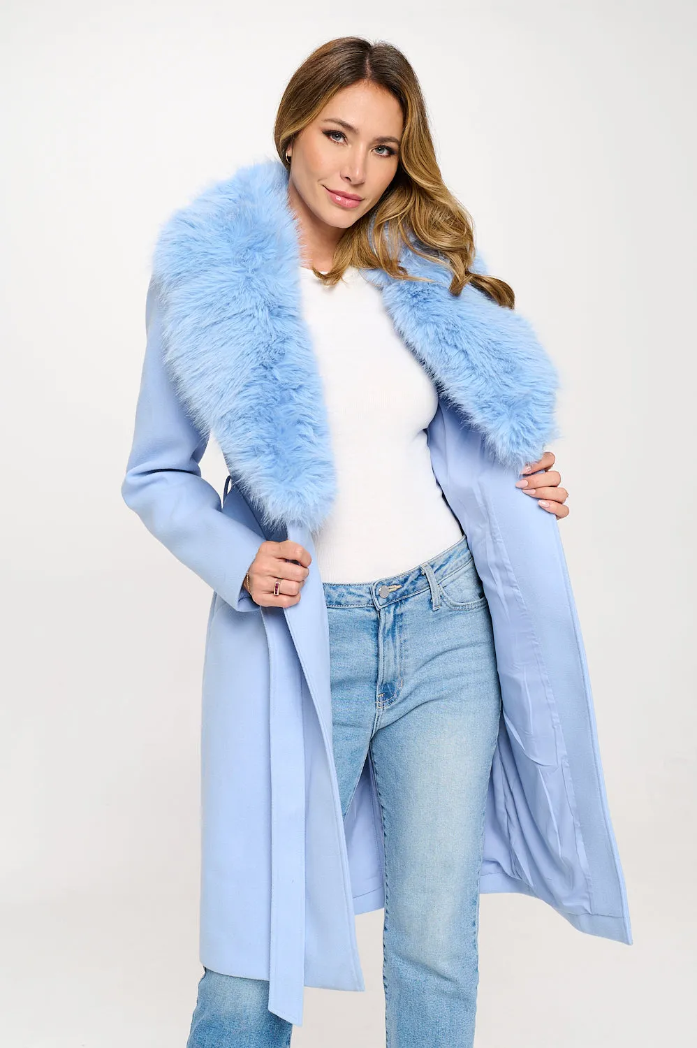 Faux Fur Collar Coat