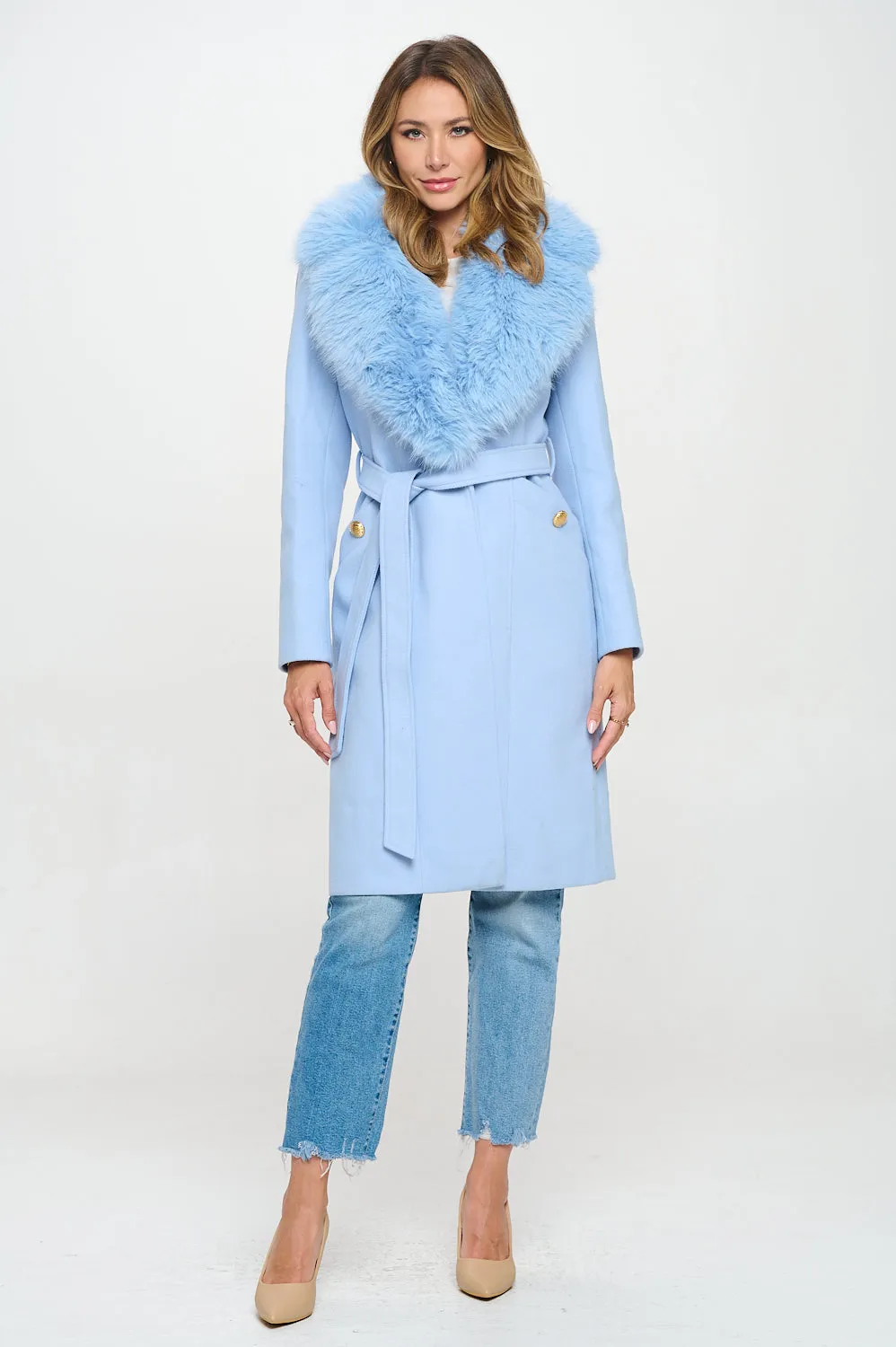 Faux Fur Collar Coat