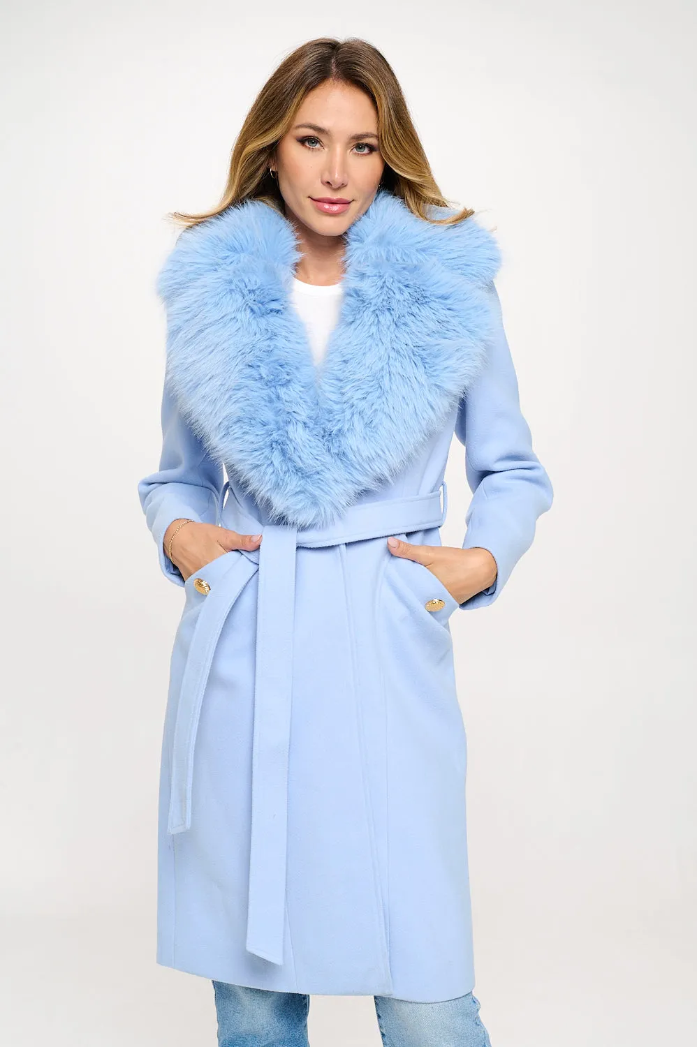 Faux Fur Collar Coat