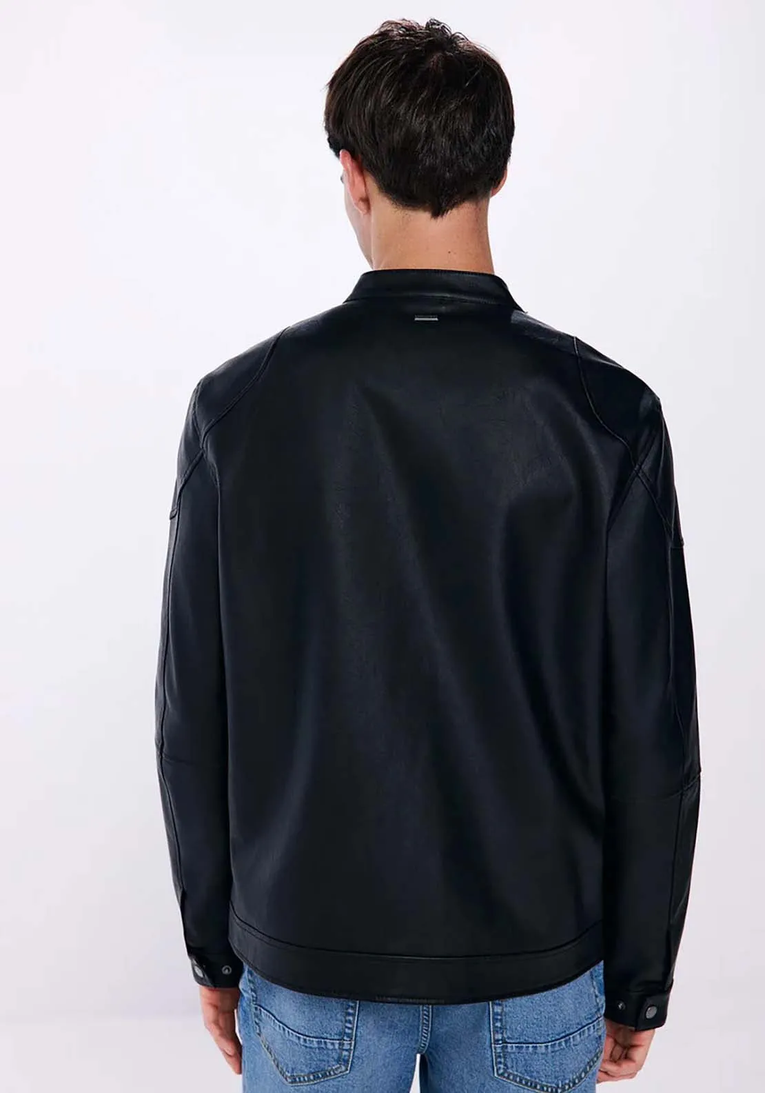 Faux leather biker jacket - Black