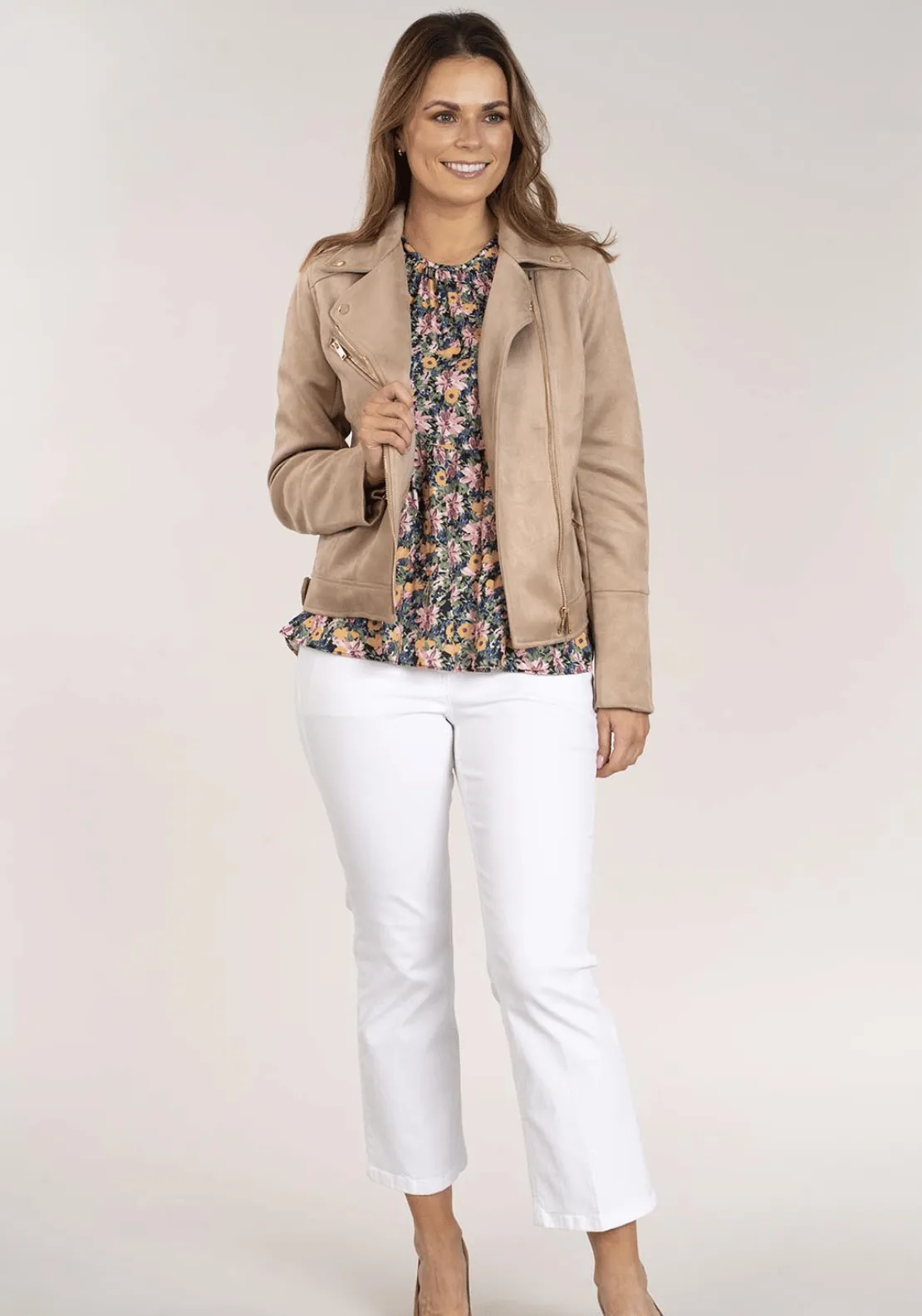 Faux Suede Jacket - Sand