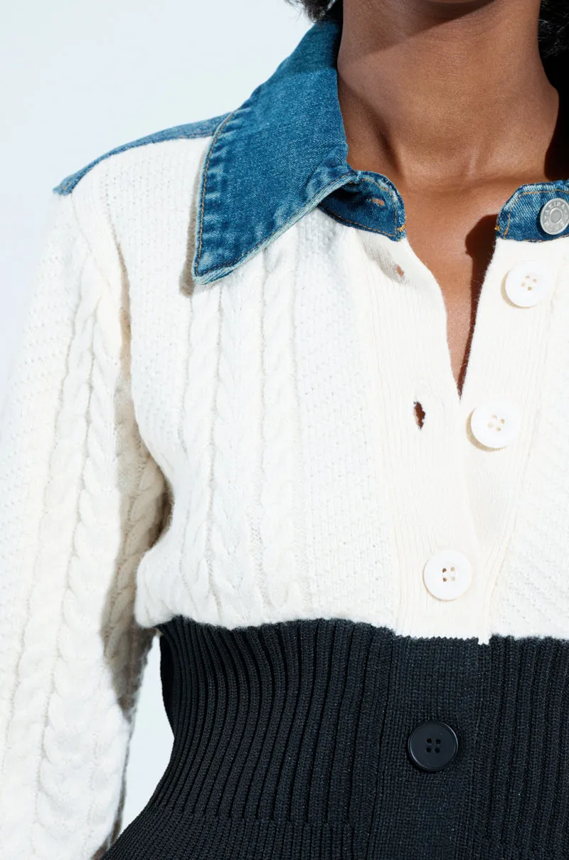 FINEST MOMENT PEPLUM DETAIL SWEATER IN IVORY