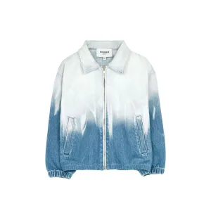 FLAME BLEACHED BLUE DIP DYE OVERSIZED FIT DENIM JACKET