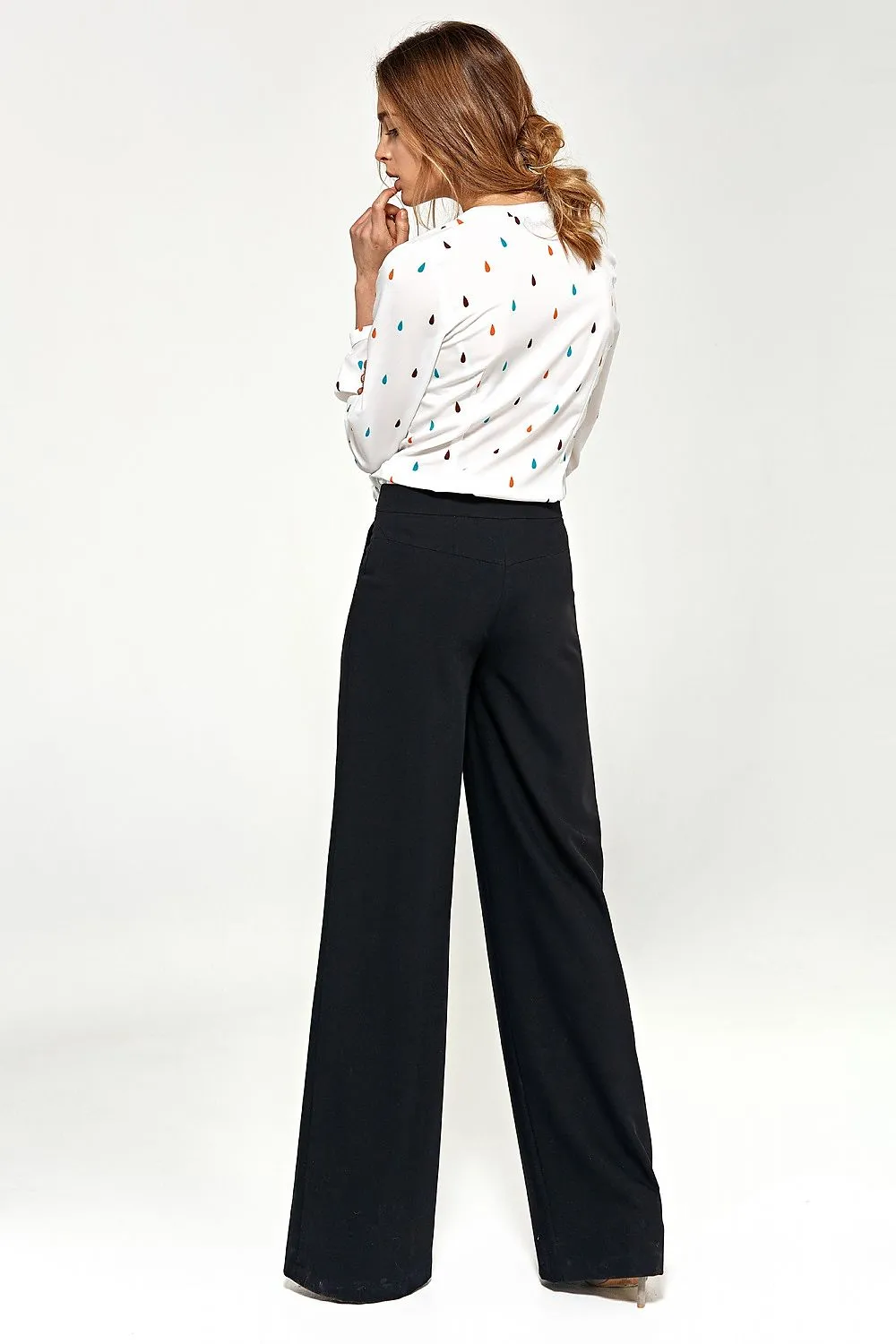 Flared Palazzo Trousers with Pockets