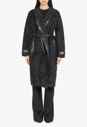 Floral Jacquard Belted Coat