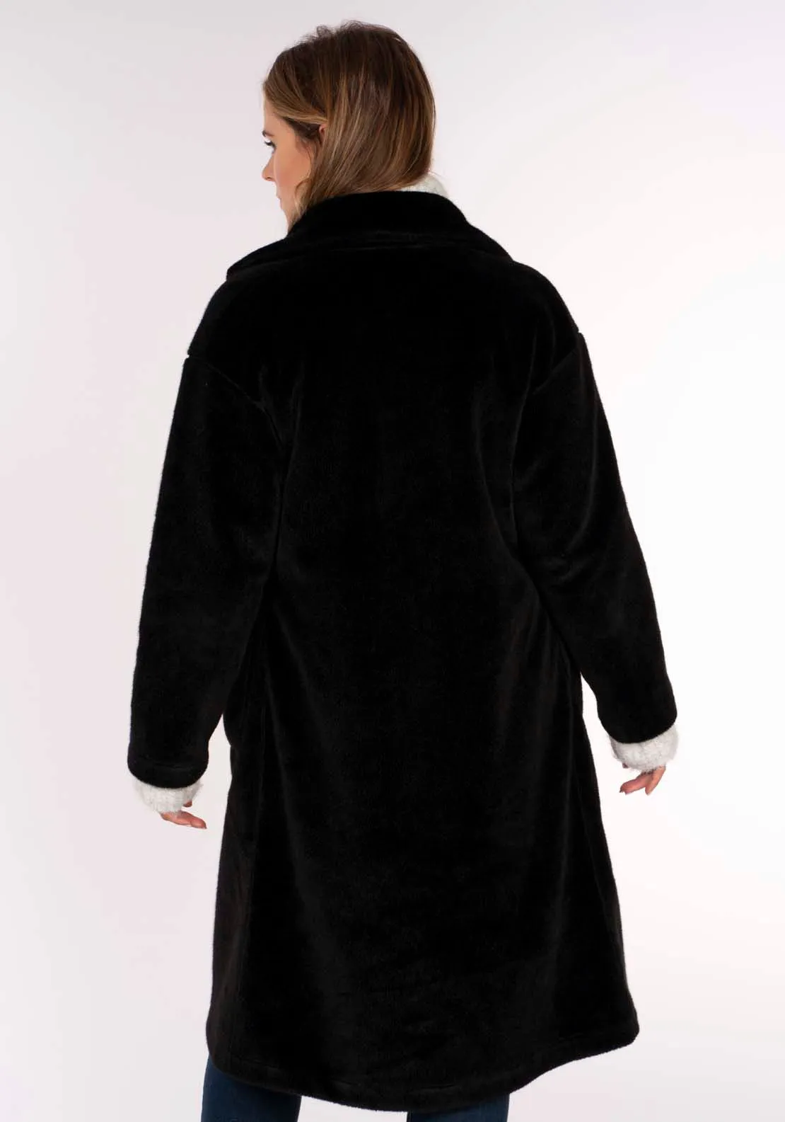 Fur Jacket With Pockets - Black