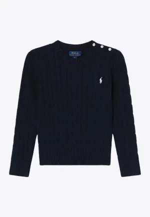 Girls Logo Embroidered Knitted Sweater
