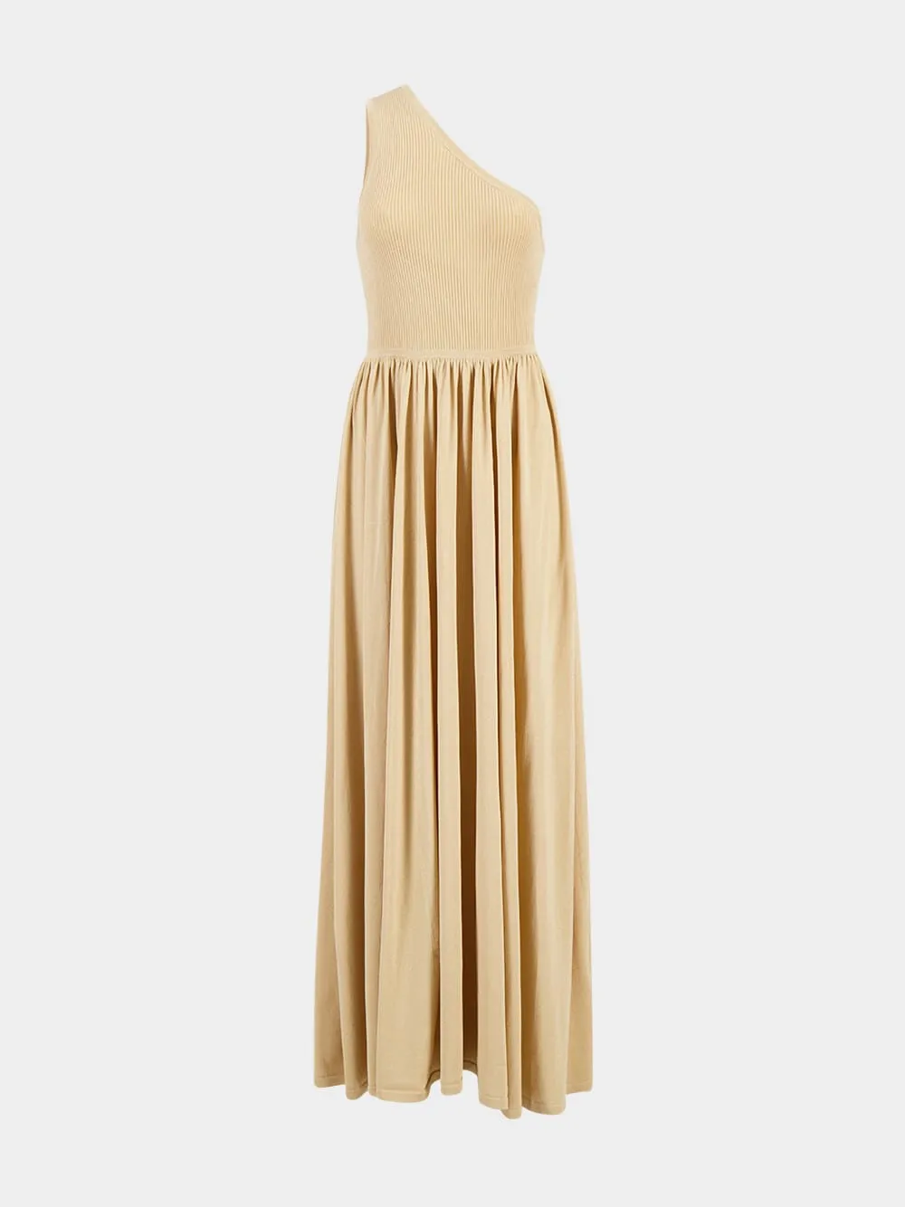 Gold Crush Metallic Asymmetric Maxi Dress